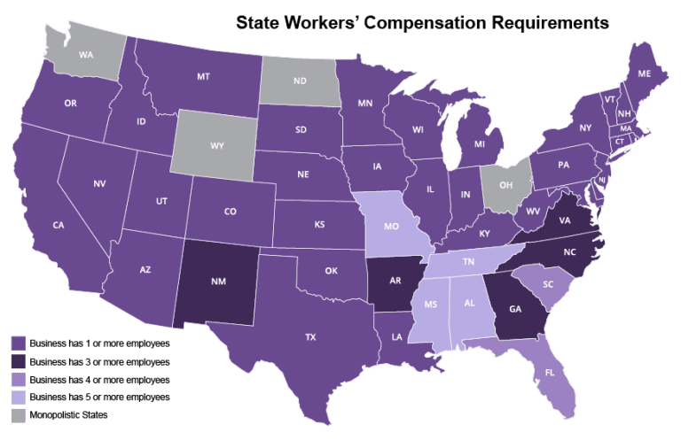 Workers Comp map